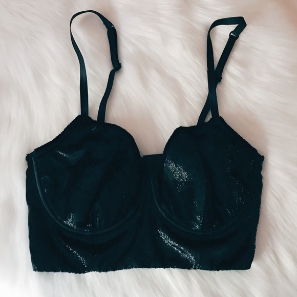 ✨HP✨ NEW NWOT VS Shimmer Velvet Long Line Balconet Bra Black 34C - Picture 5 of 8